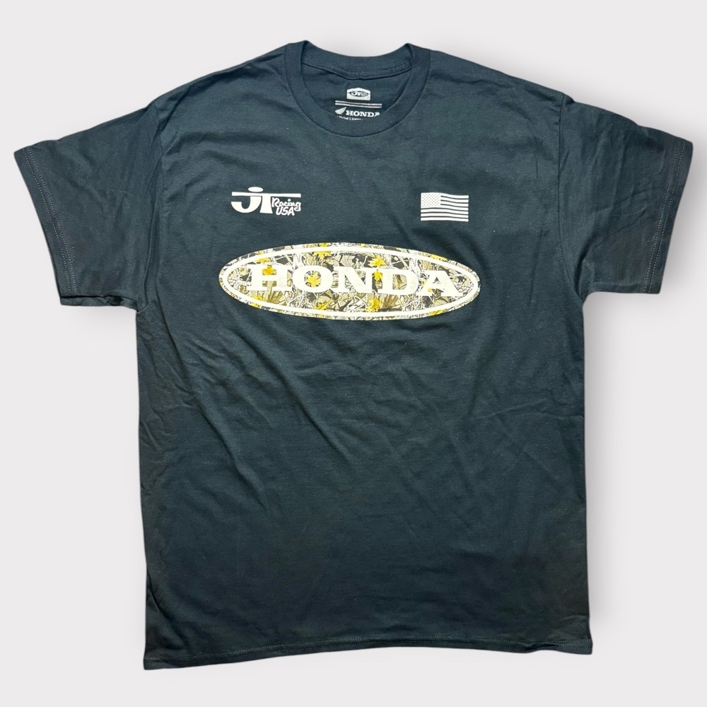 JT Racing USA Honda Camo Logo T-Shirt Mens Large Black Team Full Throttle HRC